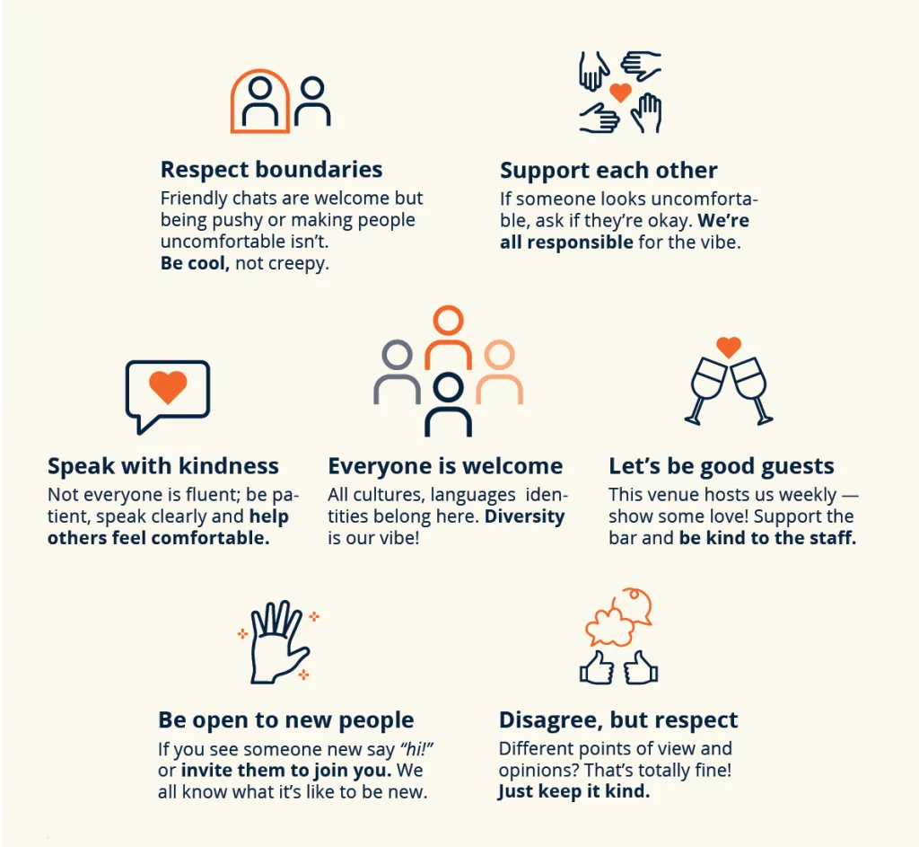 Social Melting Pot code of conduct poster